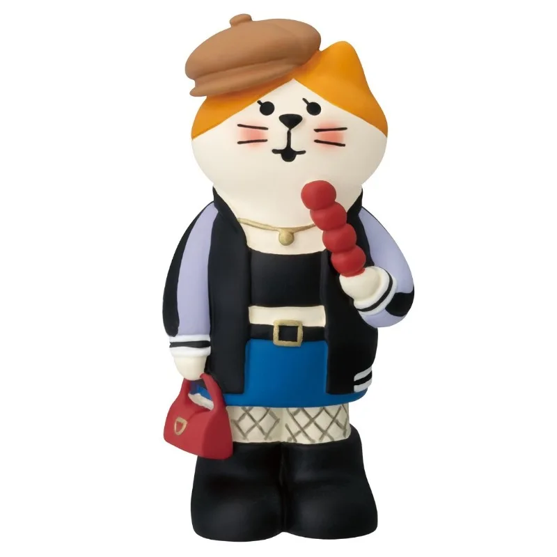 القط الياباني لطيف السوق الليلي فتاة الشواء كشك مكتبة مشهد مصغر خلق الراتنج الحرف الديكور #4