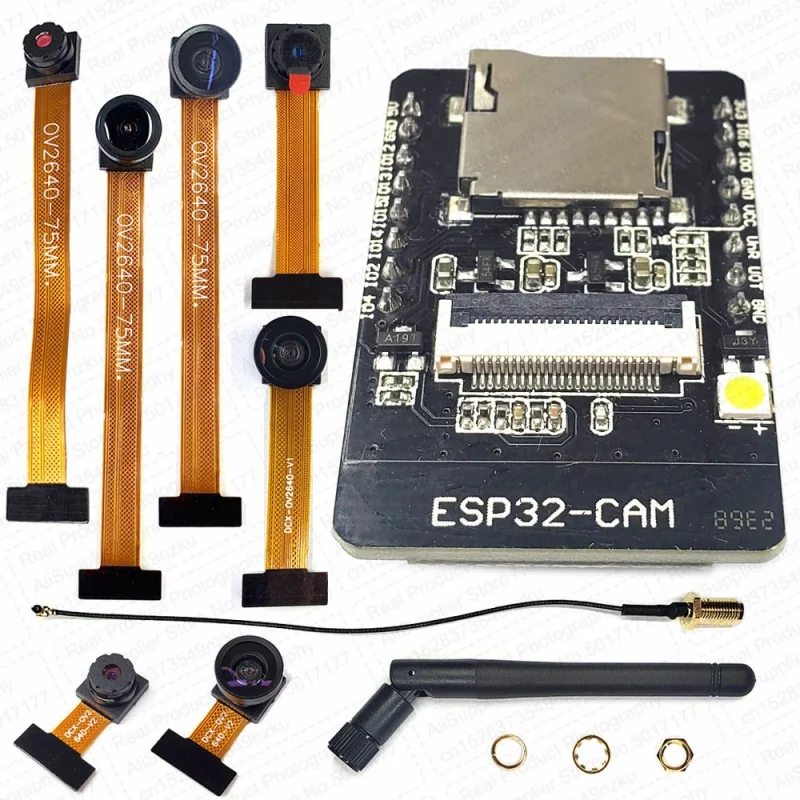 ESP32-CAM z modułem kamery OV2640, 8MB PSRAM, 2.4G WIFI, antena 3dbi, kąt widzenia 66 120 160 stopni, noktowizja 650nm 850nm, 2MP, 24Pin