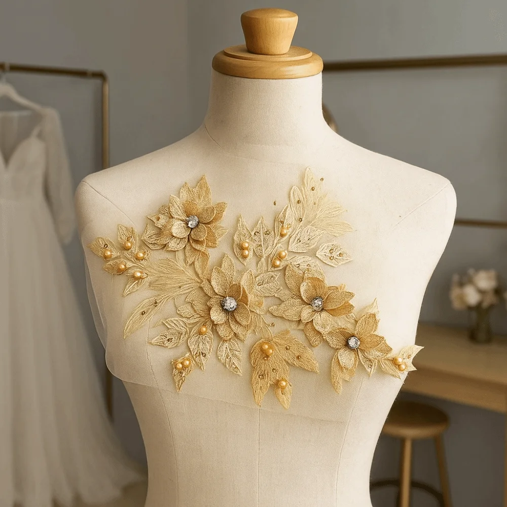 زهرة التطريز الترتر شارة مطرّزة أنيقة فاخرة 3D زهرة التصحيح حساسة البوليستر زهرة المطرزة بقع #3