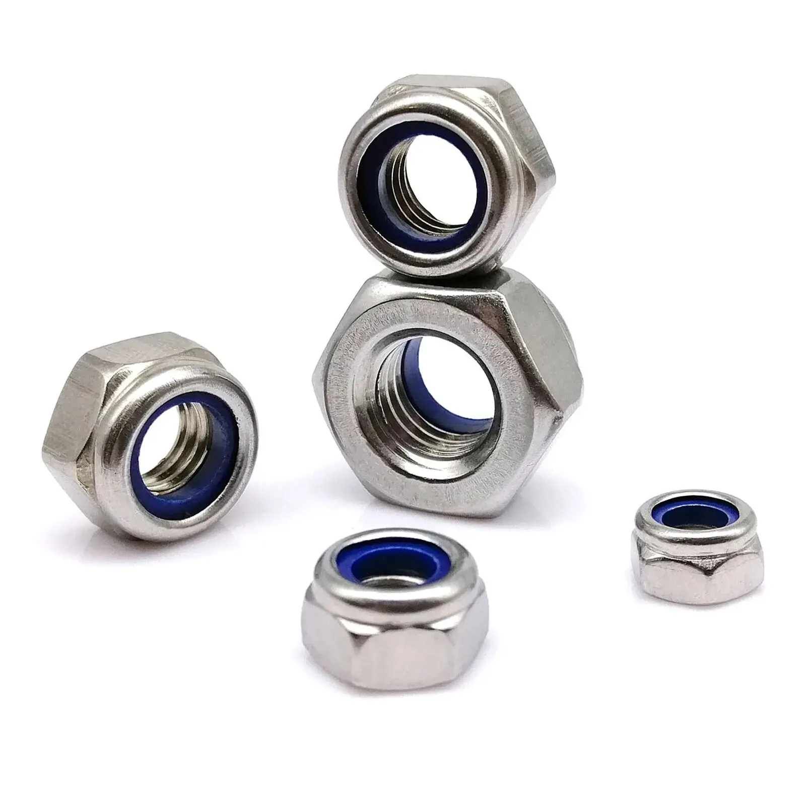 M2 M2.5 M3 M3.5 M4 M5 M6 M8 M10 M12 M16 Hex Hexagon Nylon Insert Self Lock Nut Nylock Nut Locknut A2 304 Stainless Steel DIN985