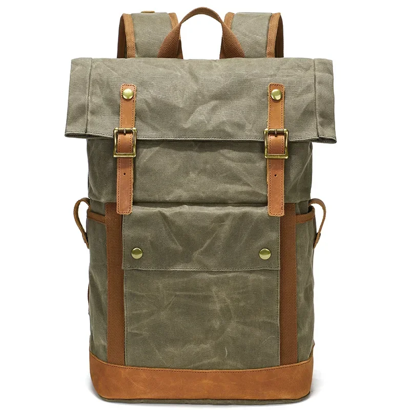 

Vintage Canvas Backpack Men's Large Capacity Backpack Outdoor Travel Waterproof Computer Storage Bag