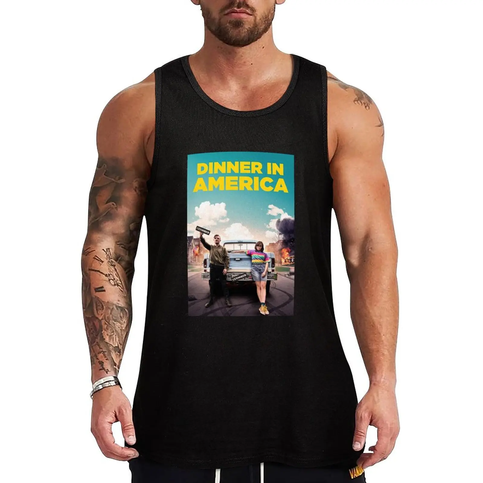 

Dinner in America Poster Tank Top Men's gym t-shirt t-shirts for Men's gym sleeveless fitness clothing for men