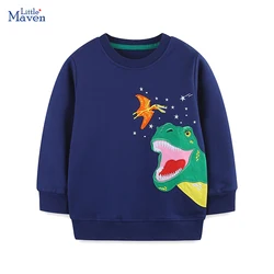 Little maven 2024 Spring New Tops Kids Clothes Baby Boys Autumn Children's Clothing Cartoon Dinosaurs Infants Sweatshirts Hoodie