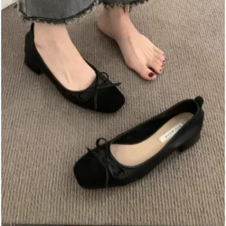 Nieuwe Vrouwen Leuke Ballerina Lage Hak Schoenen Dame Slipony Vlinder Knoop Vintage Kawaii Mocasines Loafers Meisje Lolita Moeder Schoenen