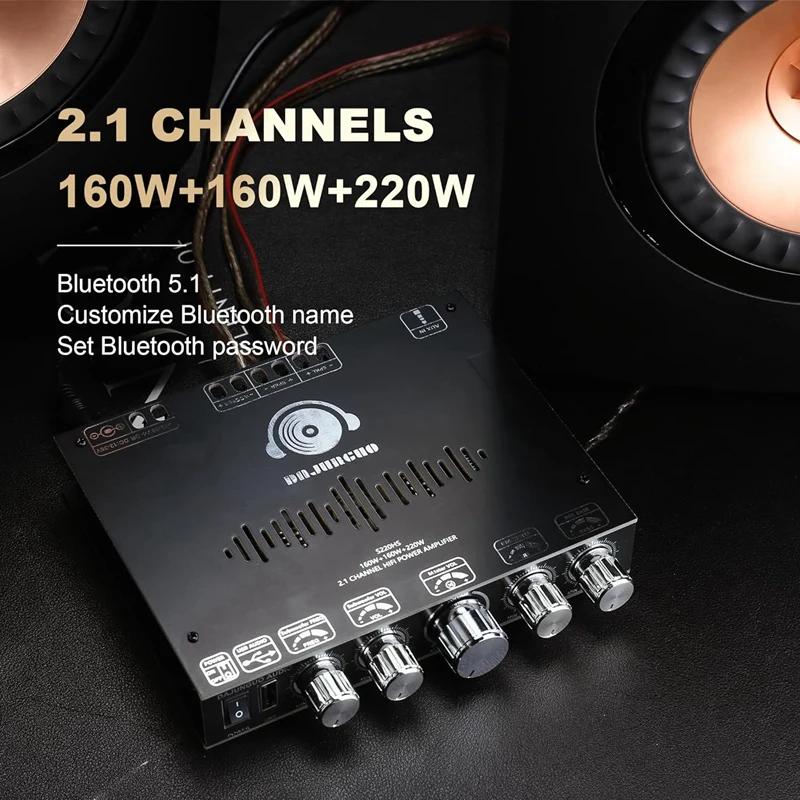 Dajunguo 1set s220hs Bluetooth-Leistungs verstärker platine, 5.1-Kanal tda7498e 2,1 wx2 220w Audio-Leistungs verstärker modul