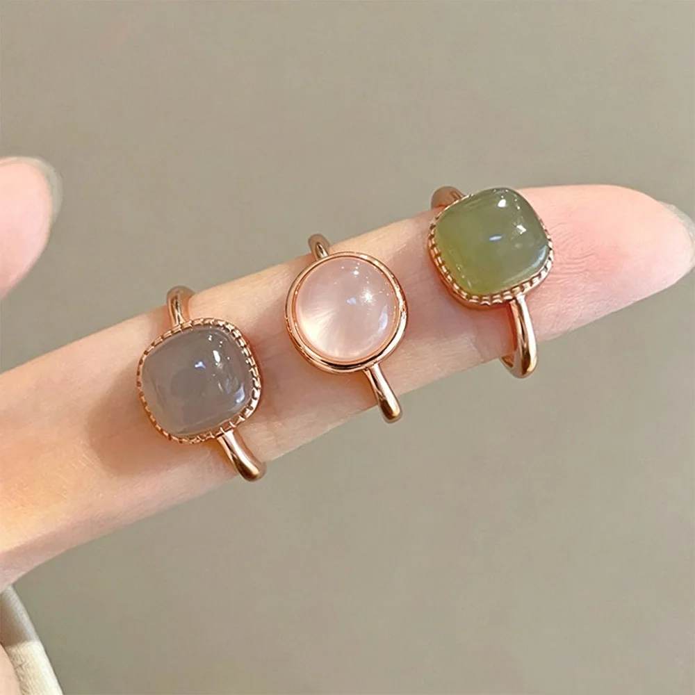 Temperament Ring Für Frauen Einstellbare Offene Ringe Retro Chinesischen Stil Mode Party Geschenke Makronen Farbe Kristall Finger Schmuck