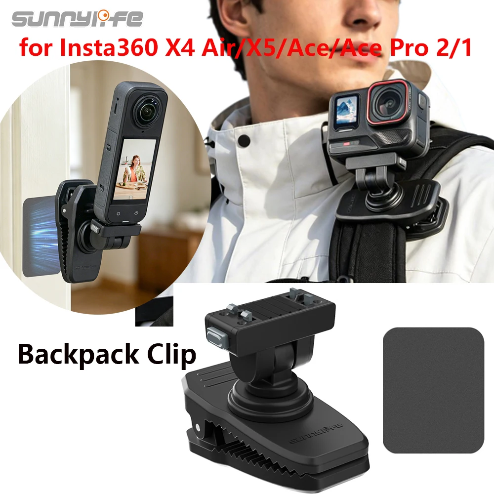 

Sunnylife Rotation Magnetic Backpack Clip Clamp Mount for Insta360 X4 Air/X5/Ace/Ace Pro 2/1 Camera Shoulder Strap Clip Bracket