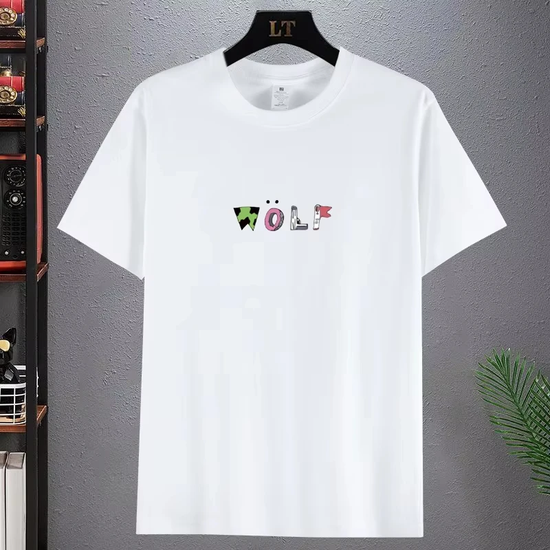 

2025 Summer Tyler The Creator Tyler HipHop Wolf Letter-printed Men Women Plus Size Casual Short Sleeve T-shirts Unisex Fahsion