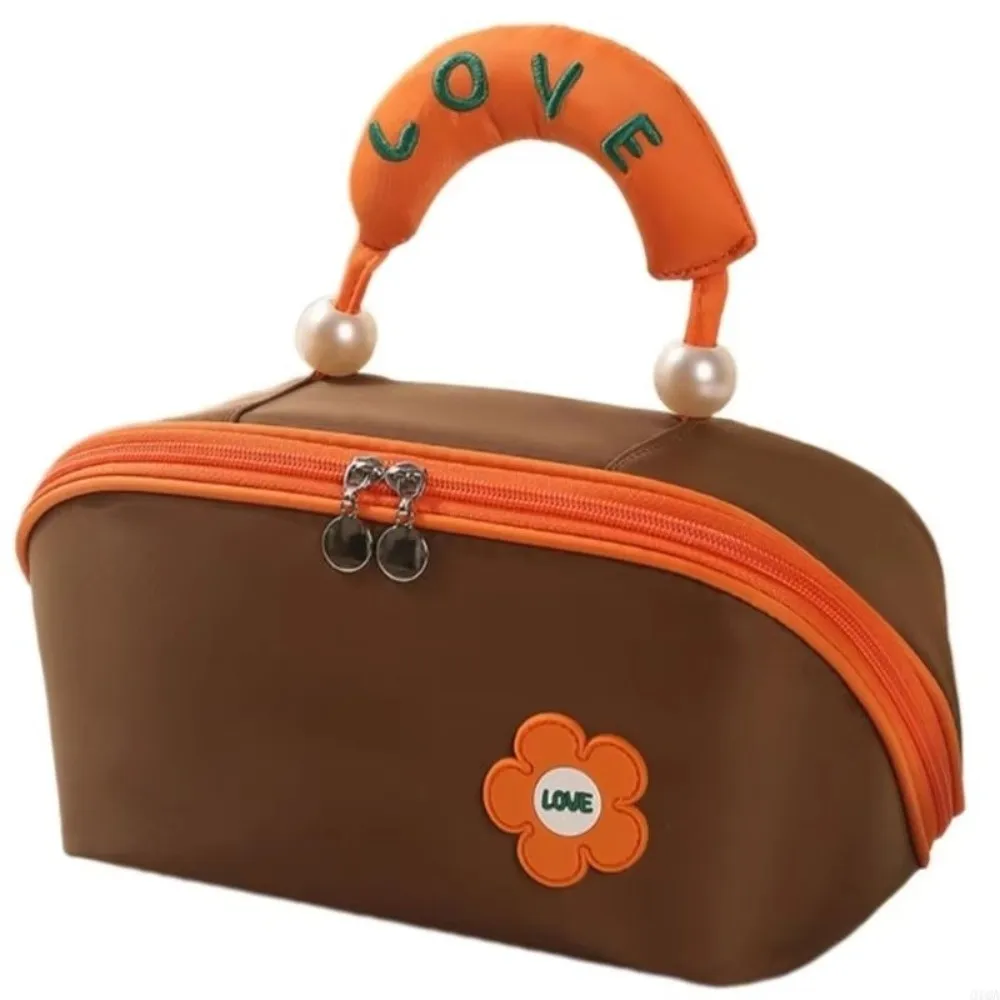 New Flower Handheld Makeup Bag Large Size Zipper Closure Cosmetic Storage Bag Multifunctional Toiletries Bag Travel Use