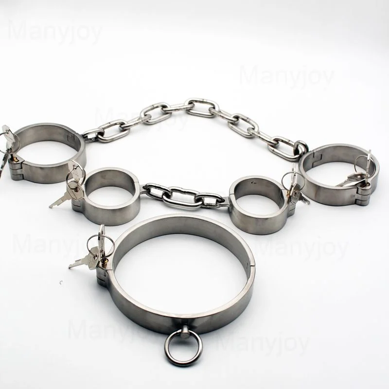 Heavy Duty Stainless Steel Collar Wrist Ankle Cuff Leg Irons Restraints Shackle Sm Role Play Sex Toys for Couples Bondage Kit