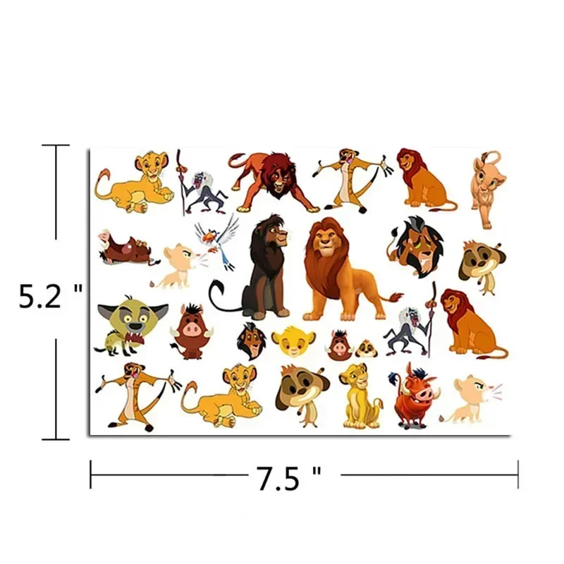 Disney The Lion King Tattoo Stickers Cartoon Animal Child Temporary Fake Tattoos Paste on Arm Leg on Children Kids Toys Sticker