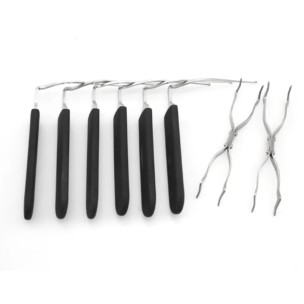 8 pcs Arc-shaped Lockpick with Anti-slip Handle Hooks Lock PIck Set Civil Tool Locksmith Supplies Hardware Tools