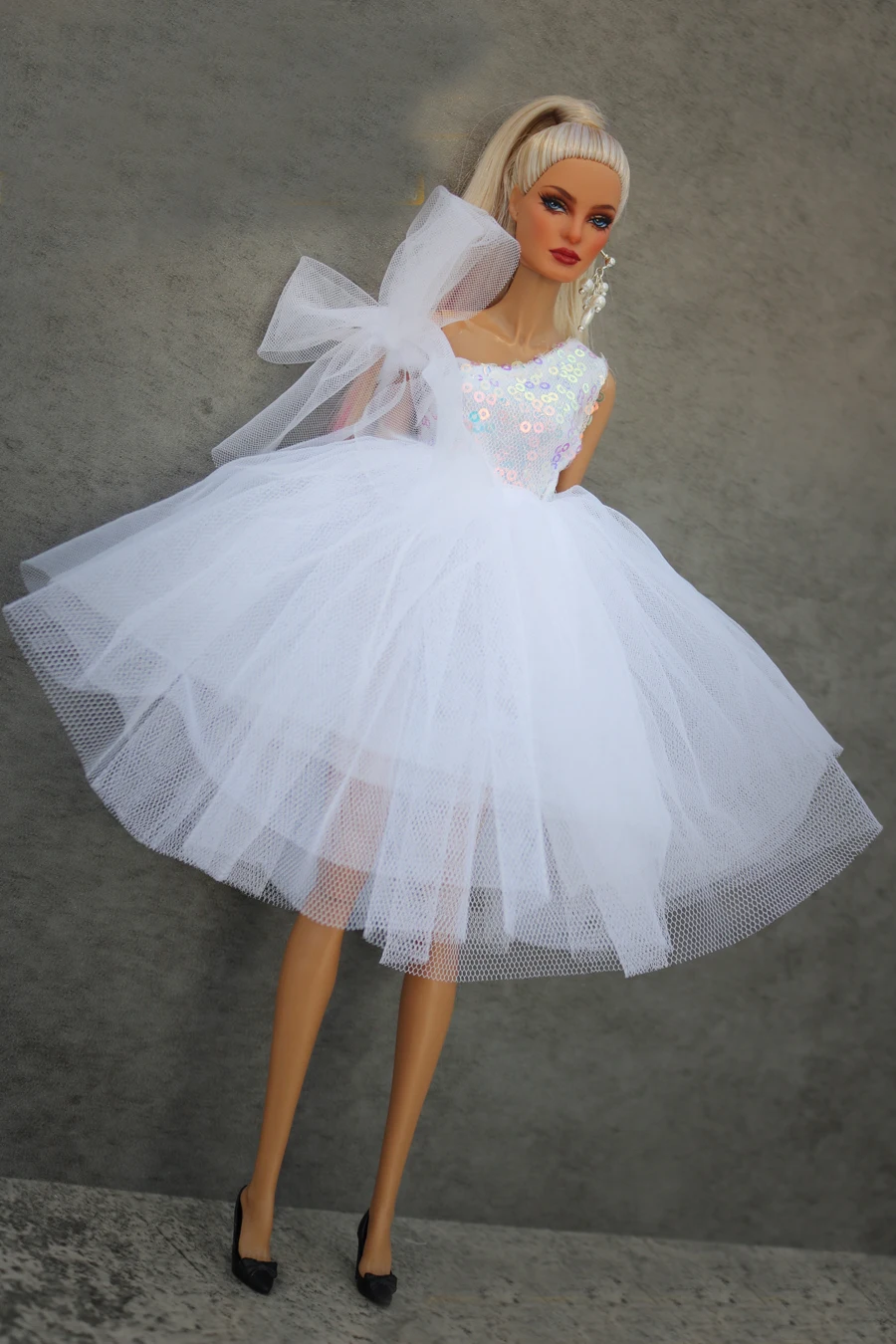 White dress / ballet dress lace evening gown / handmade 30cm doll clothing outfit For 1/6 Xinyi FR ST Barbie Doll / girl toys