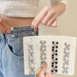 Adjustable Waist Buckle Extender No Sewing Pant Clips Waist Tightener Button for Jeans Skirts Sleeves Fit Button Pins Tool