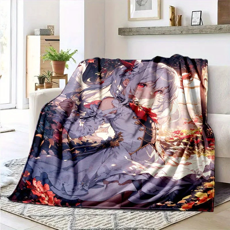 1pc Anime Character Flannel Fleece Throw Blanket - Contemporary Style, All-Season Cozy Sofa Bed Cover, Anti-Tear, Hand Wash