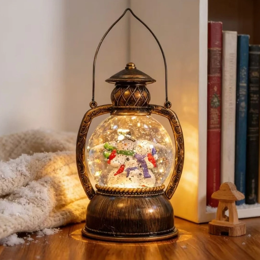 

Christmas Snowman Lantern Furniture and Ornaments Retro European and American Night Lights with Music and Plug-in Functions