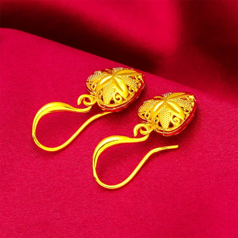 NovaGlod 24K Gold Heart Earrings AU999 Pure Gold, 3D heart design, mirror-polished finish, perfect for daily wear with a touch o