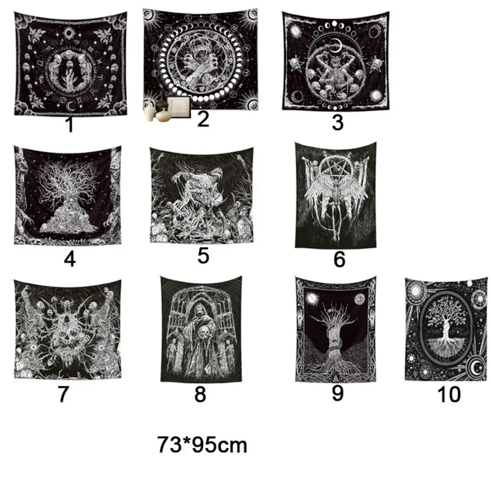 الموت القوطية الأسود الهيكل العظمي نسيج مخدر بوهو الجدار الشنق بطانية الجمالية جدار البساط ديكور المنزل #6