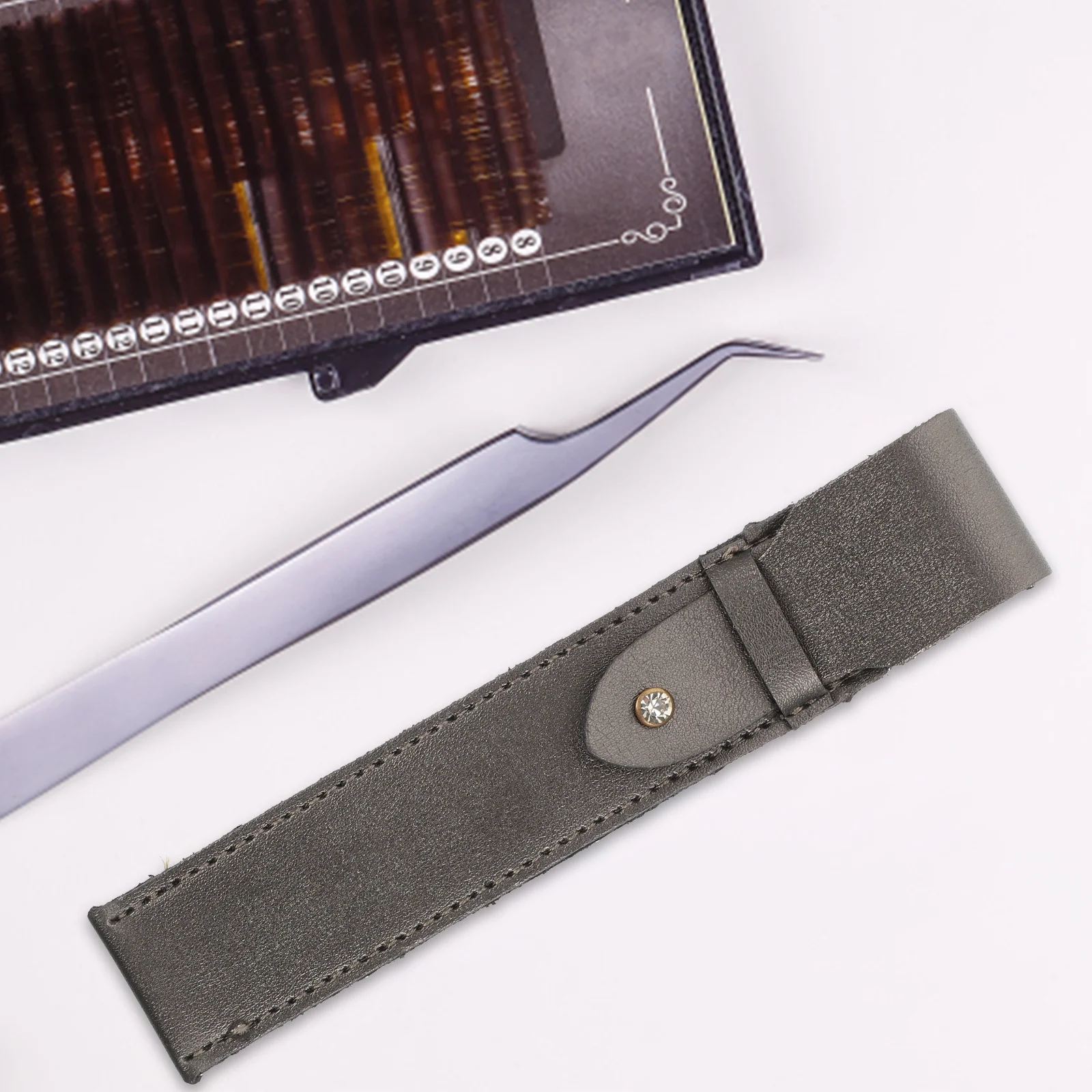 3Pcs Eyelash Tweezers Case PU Pouch Magnetic Snap Closure Compact Lightweight Tweezers Storage Bag Travel Makeup