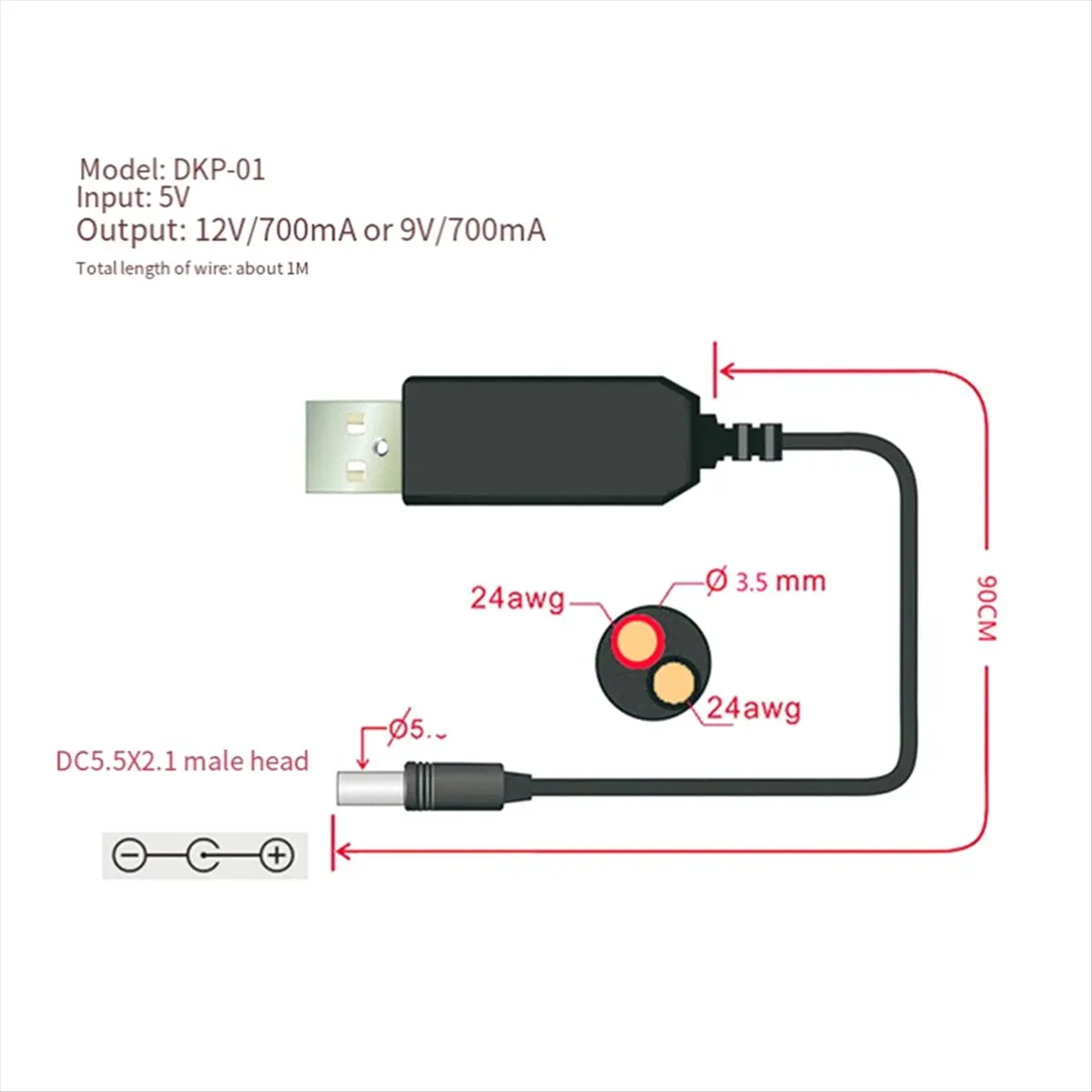 SALE AA63 USB Charge Power Boost Cable DC 5V to 12V 1A Step UP Converter Adapter USB Cable with Boost Component