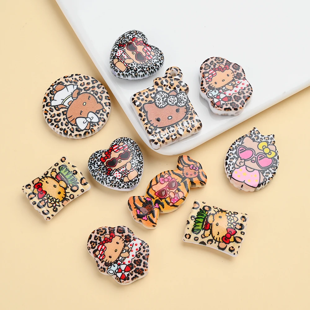 

20 шт. Sanlio Hello Kitty полимерные бусины с принтом, смешанные в различных формах для детской кровати, звонная подвеска, цепочки для соски, изготовление поделок