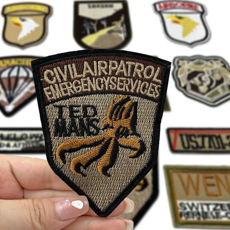 Embroidered Cloth Patch DIY Clothing Decorative Patch Shield Shape Diagonal Stitched Chest Badge Arm Badge