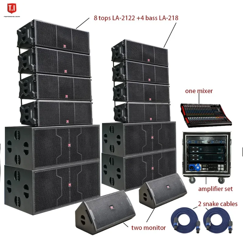 Dual 12 Inch Two-Way Active Line Array Speaker, Universal Indoor Outdoor Professional Audio Equipment for Stage Live Shows