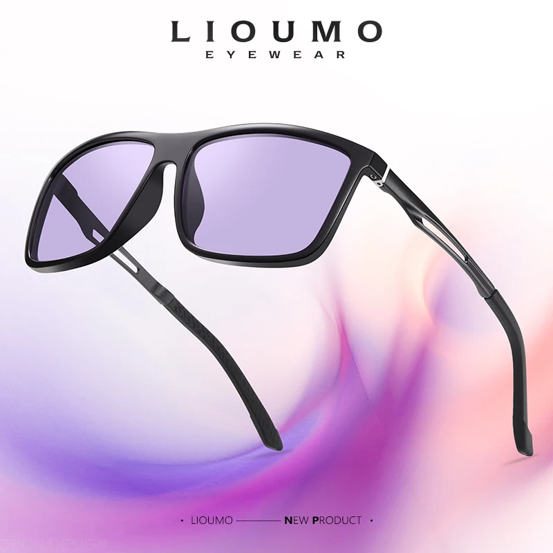 LIOUMO Classic Photochromic Polarized Sunglasses Men Women Square Frame Chameleon Glasses For Driving Unisex gafas sol hombre