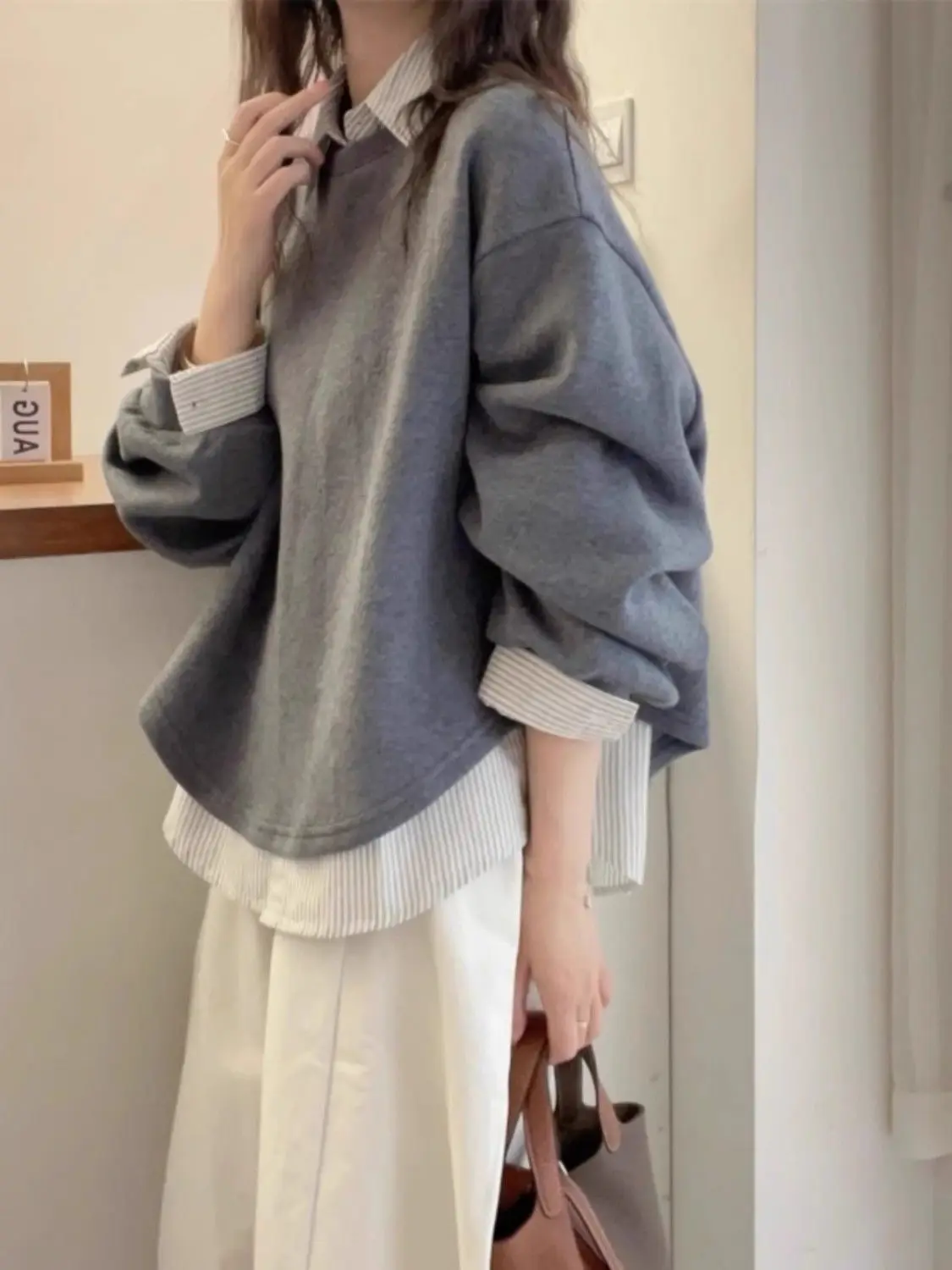 Sweatshirts Youth Women Tops Oversize Button 2025 Design Spring Style Loose Fit Fashionable Comfortable Winter Zipper Trend