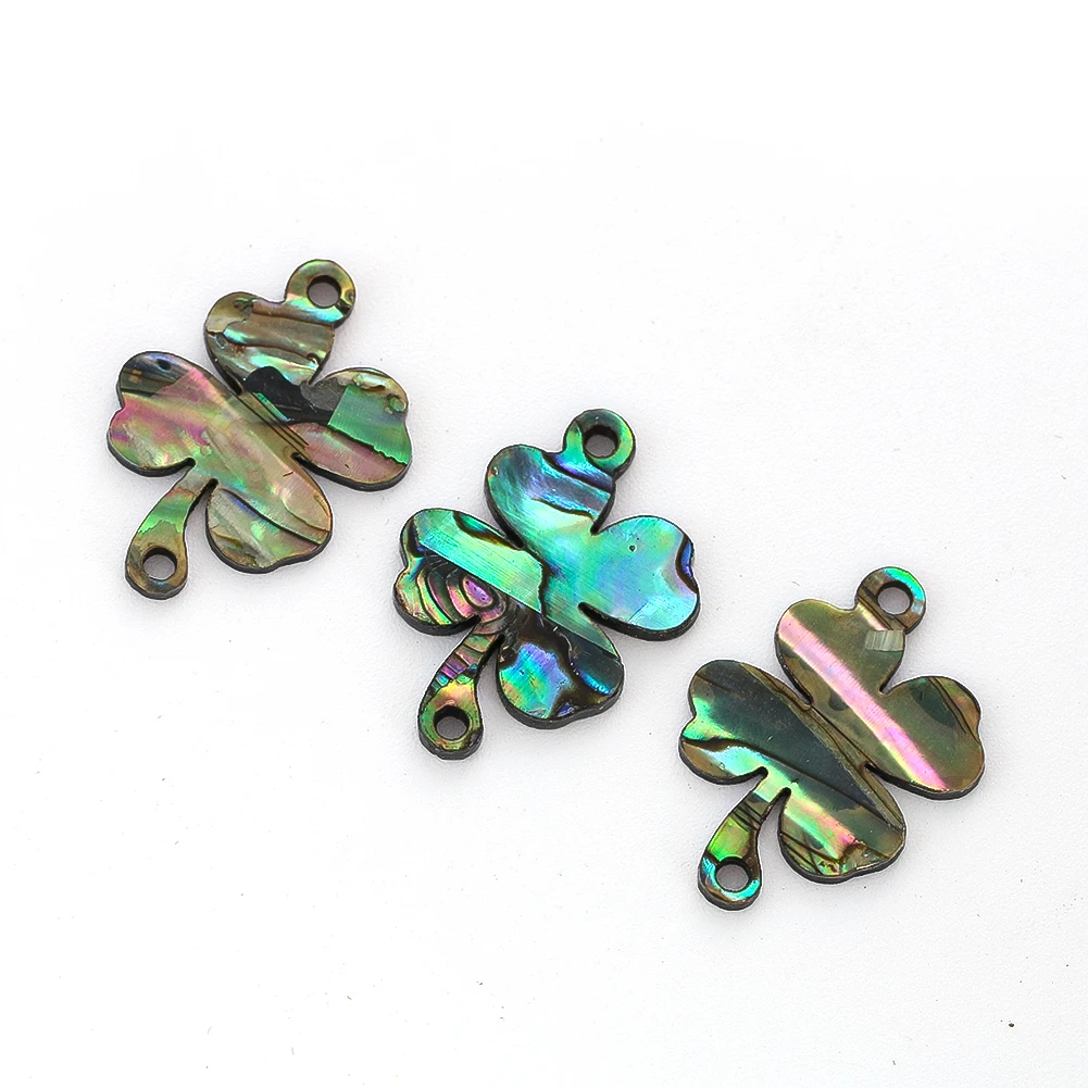 2pcs Natural Colorful Shell Abalone Beads 2 Holes Four-leaf Clover Acrylic DIY Necklace  Jewelry Clothing Decoration Accessories