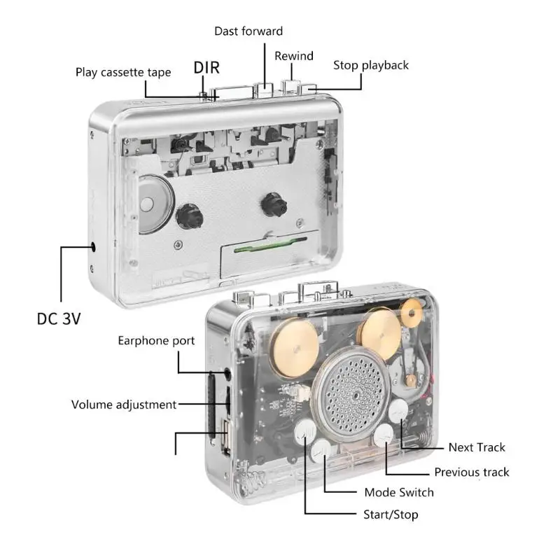 652F 명확한 USB 카세트 플레이어 및 MP3 변환기 USB 카세트 테이프에 대한 테이프