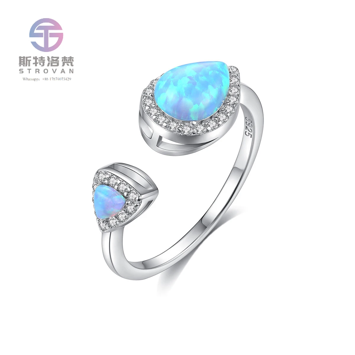 

Original design Delicate Waterdrop Fire Opal Open Rings for Women S925 Luxury Jewelry Gifts factory wholesale factory wholesale