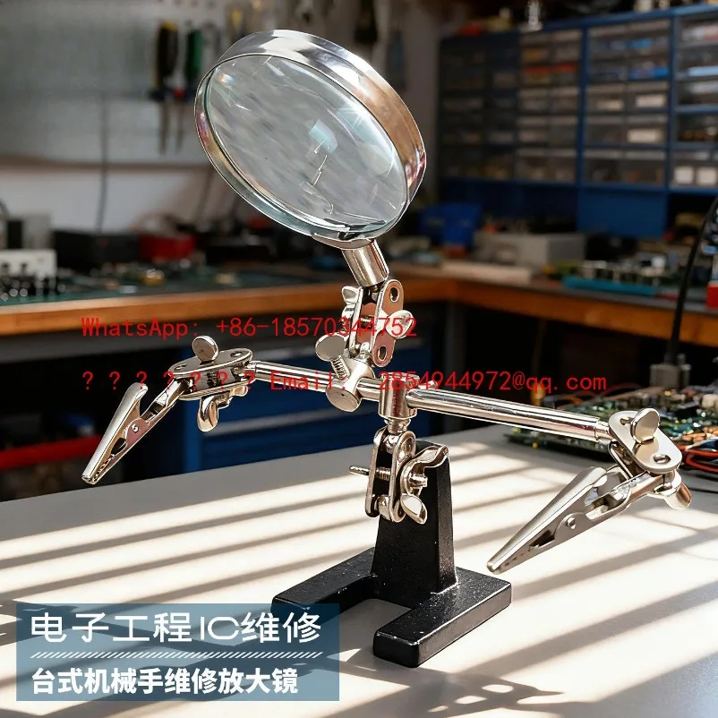 L     Benchtop Magnifying Glass Repair 5 Times Glass Sheet Metal Bracket Circuit Board Welding Table Auxiliary Clip Tool