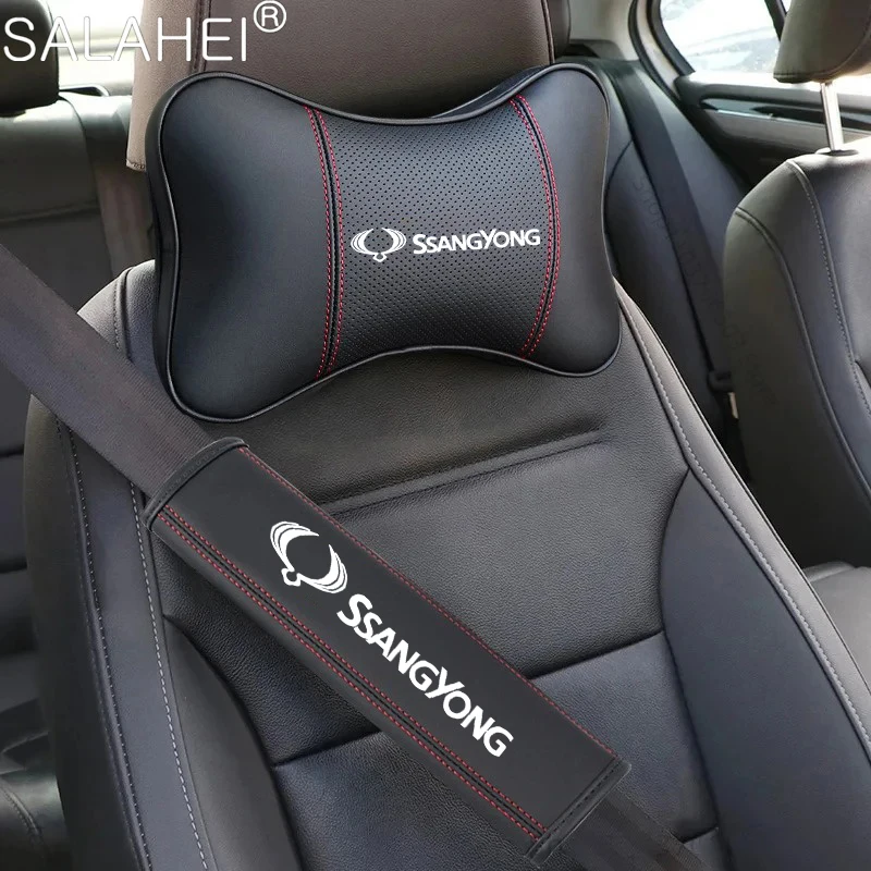 For SsangYong Actyon Korando Rexton Kyron Rodius Tivoli Chairman Turismo Car Seat Belt Shoulder Pad Head Neck Pillow Cover