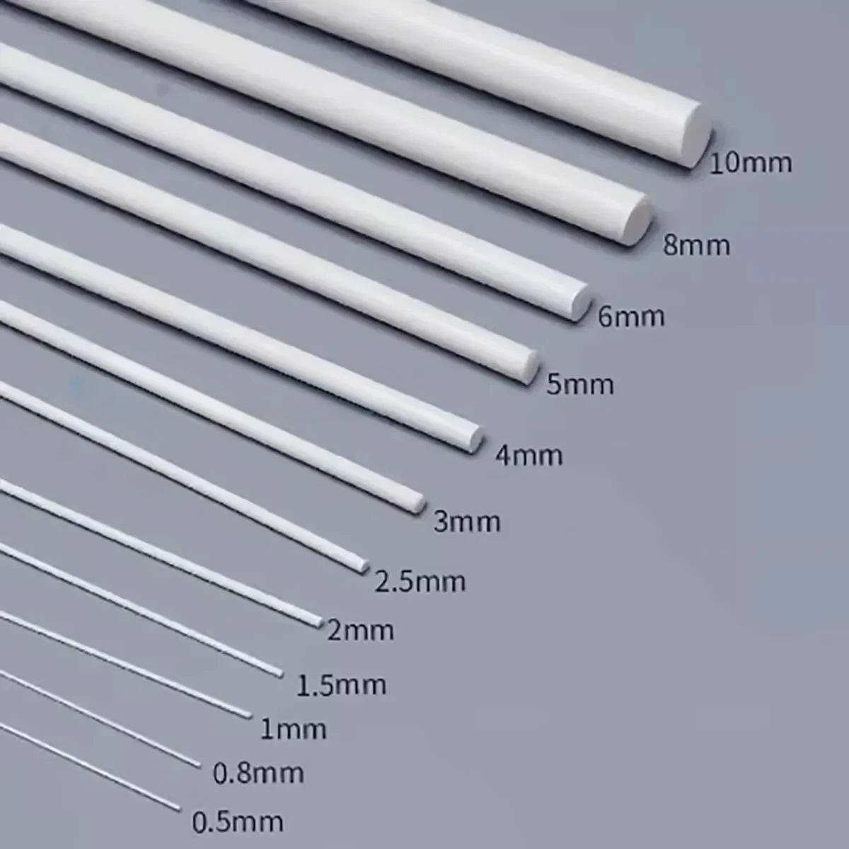 1-50Pcs ABS Round Solid Bar Long 250/500mm Plastic White Rod DIY House Sand Table Model Building 0.5/0.8/1/1.5/2/3/4/5/6/8/10mm