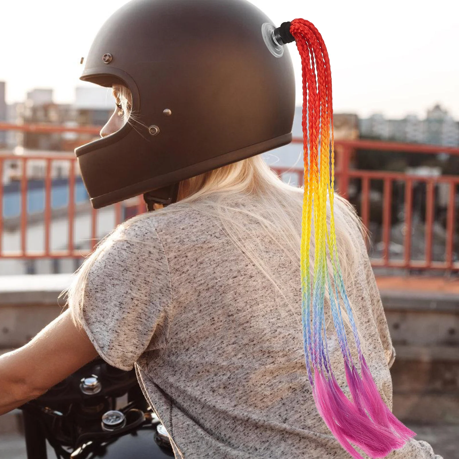 

Braided Accessories Motorcycle Ponytail Extension Pigtails Decorative Colorful Hair Strings Braids Suction Cup Riding
