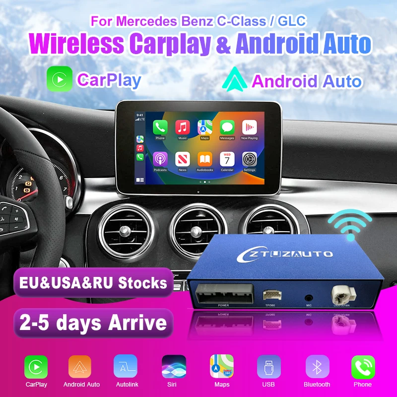 Wireless CarPlay for Mercedes Benz C-Class W205 & GLC 2014-2018, with Android Auto Mirror Link AirPlay Car Play  Navigation