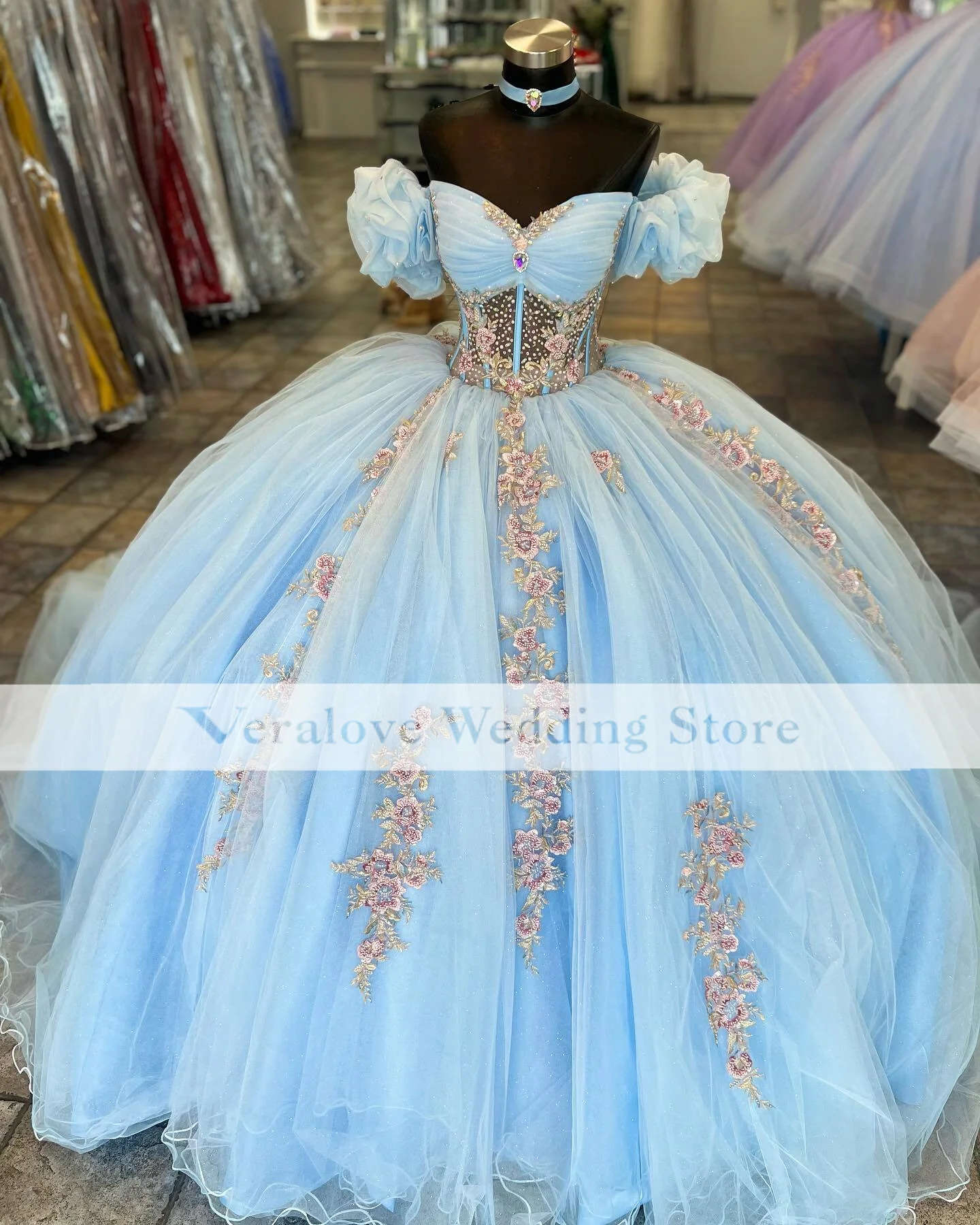 Robe de Bal Mexicaine pour Fille, Tenue de Quinceanera, Appliques Perlées, Quinceanera, Quinceanera de 15