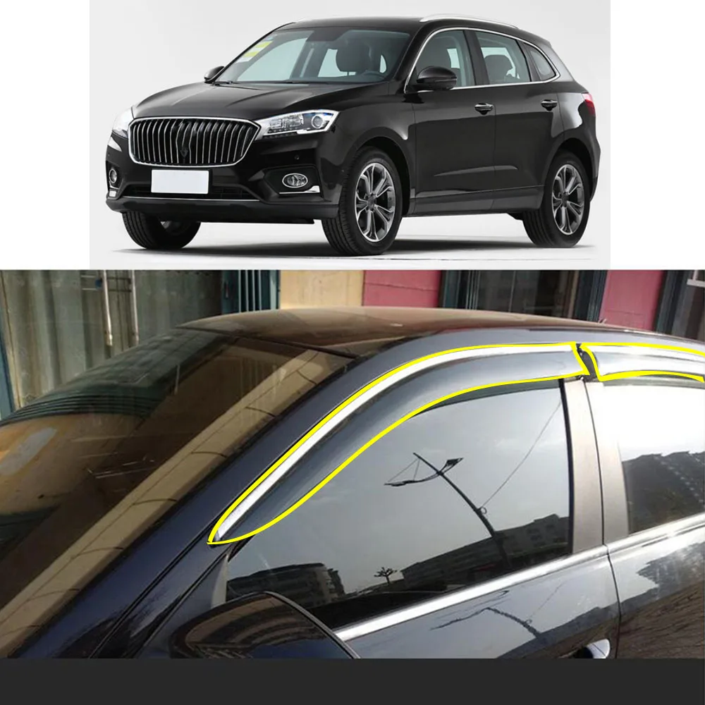 

Car Body Styling Sticker Plastic Window Glass Wind Visor Rain/Sun Guard Vent For BORGWARD BX7 2017 2018 2019 2020 2021 2022