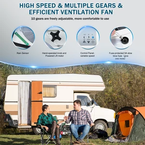 10/3 Speed Ventilator RV Rain Sensor Remote Control Caravan RV Roof Sairrary Motorhomes 12V Camper Electric Vehicle RV Ventilators 9 Main Sales Caravans - №1