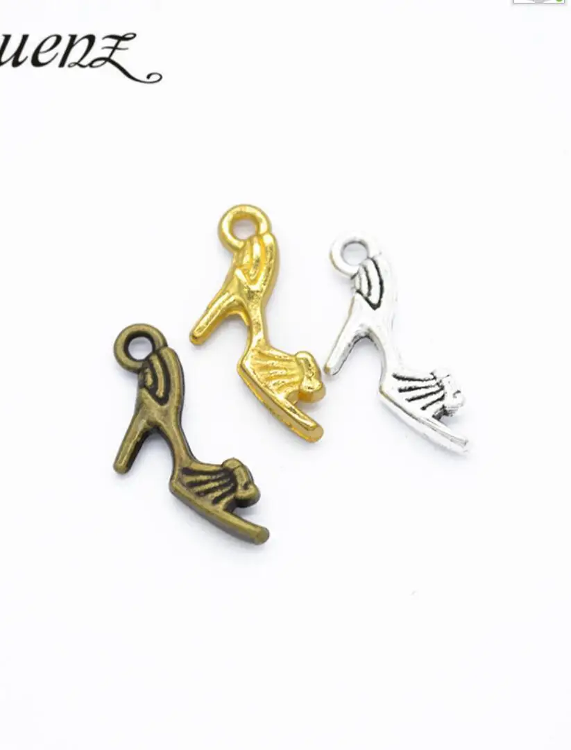 100pcs Charms High Heels high-heeled Shoes 20*12mm Antique Bronze Silver Color Pendants DIY Making Findings  Jewelry F0841