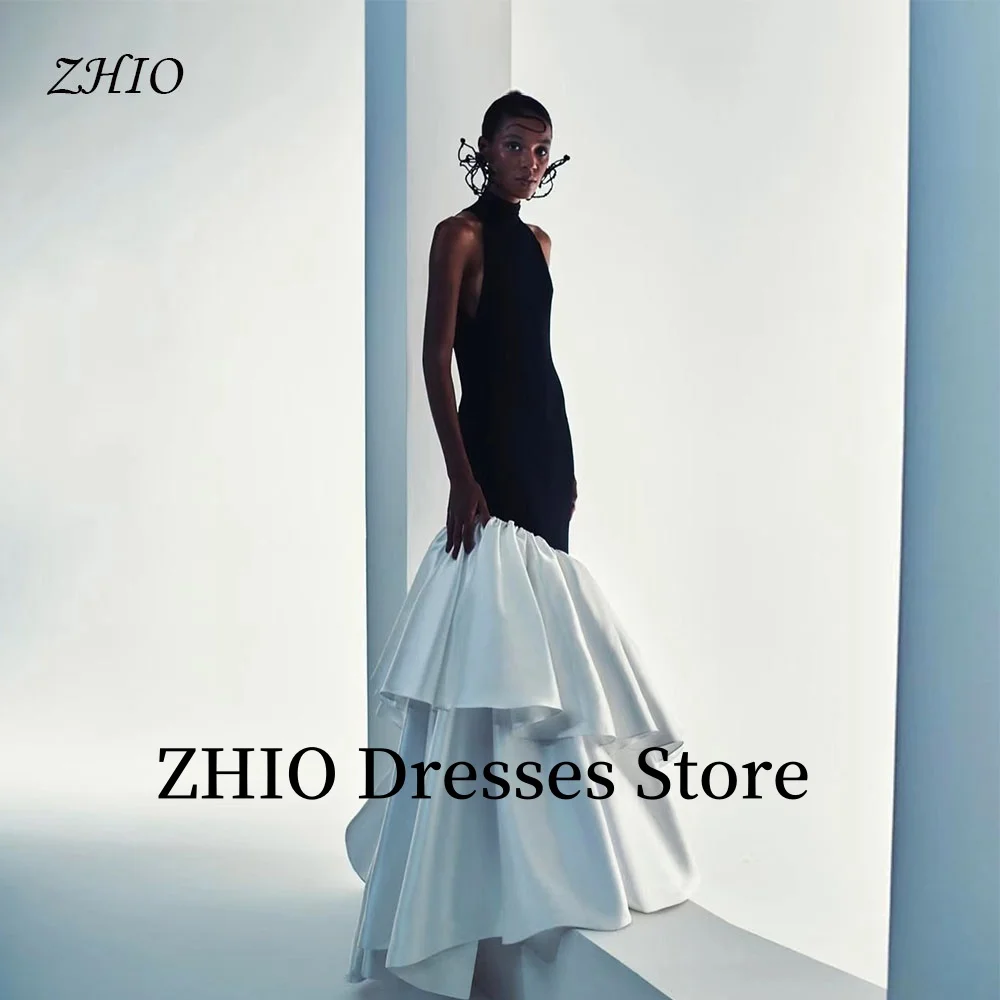 

ZHIO Contrast Mermaid Tiered Evening Dresses Backless Sleeveless Formal Occasion Dress Wedding Party Gowns Customized Elegant