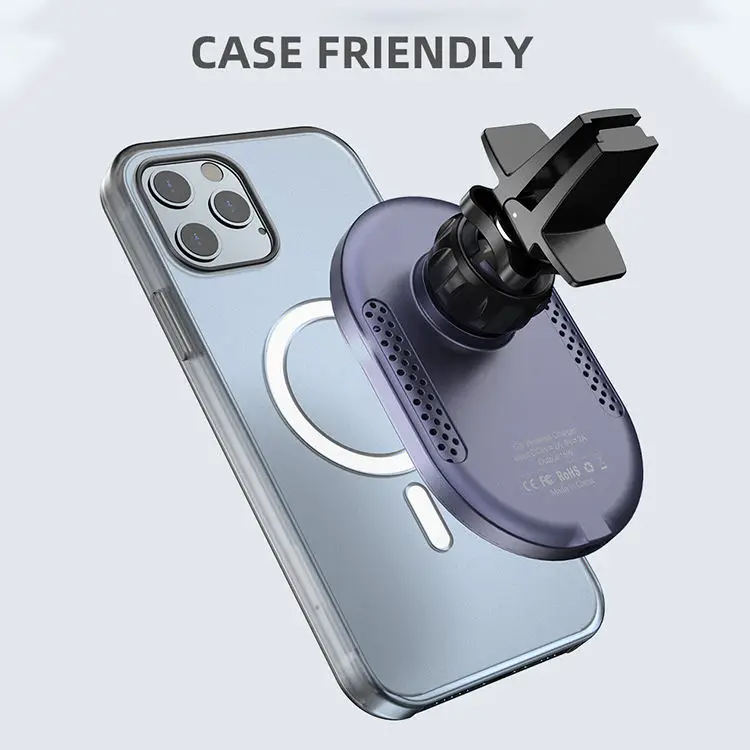 15w Qi Wireless Fast Quick Charging Magnetic Suction Wireless Charger Vehicle Car Mount Stand