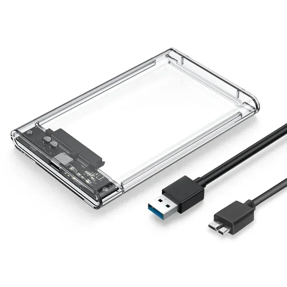 

HDD Enclosure 2.5 SATA SSD External Hard Drive Case with 5Gbps USB 3.0 Transfer Speed Clear Solid State Drive Boxs Tool-Free
