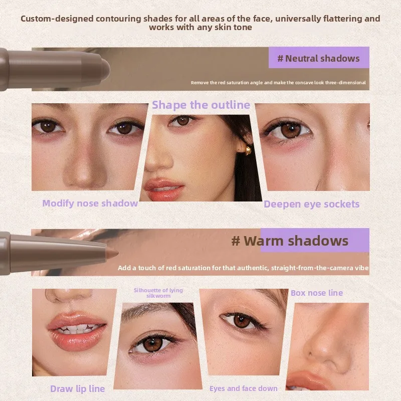 ART3M1S ダブルヘッド輪郭ペン輪郭ブラシ 3D 立体輪郭シャドウアイカイコメイクブラシ