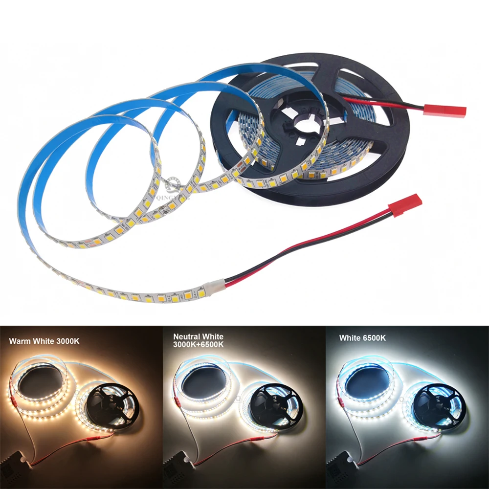 2Pin 3Pin Constant Current LED Strip SMD2835 200D/M 180D/M 5B10Cx2 5B9Cx2 3000K+6500K 3 Colors 7mm Width For Indoor Chandelier