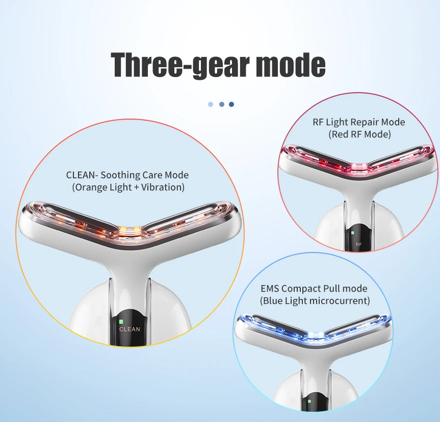 Neck Beauty Device RF Microcurrent Multifunctional Massager Skin Care Sculpting Tool Women Gift White With Base