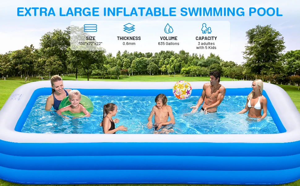 Inflatable Pool for Kids and Adult woth Electric inflator pump Oversized Thickened Family Swimming Pool for Toddlers, Outdoor