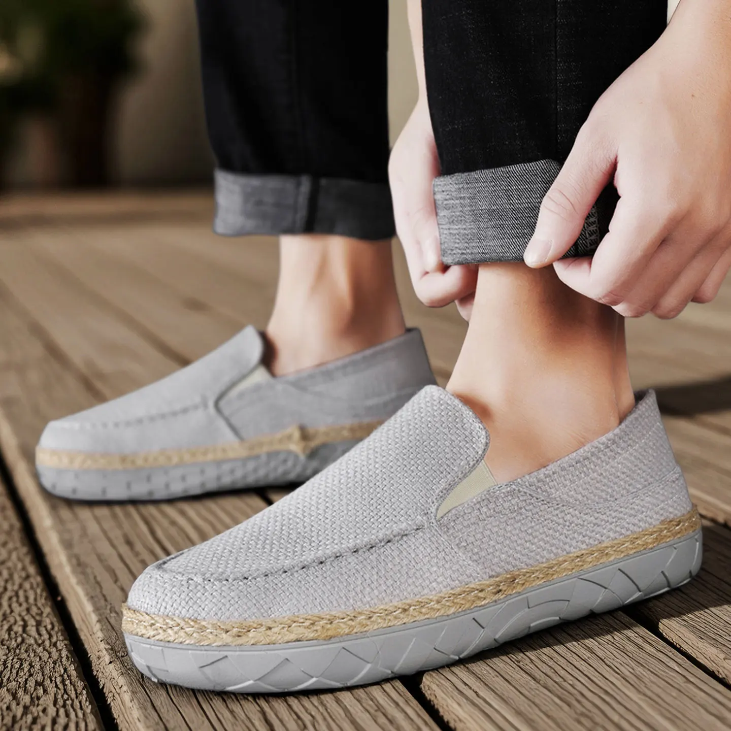 

Linen men's shoes - Lazy casual loafers - One-piece slip-on flat-bottomed shoes - Breathable fisherman shoes