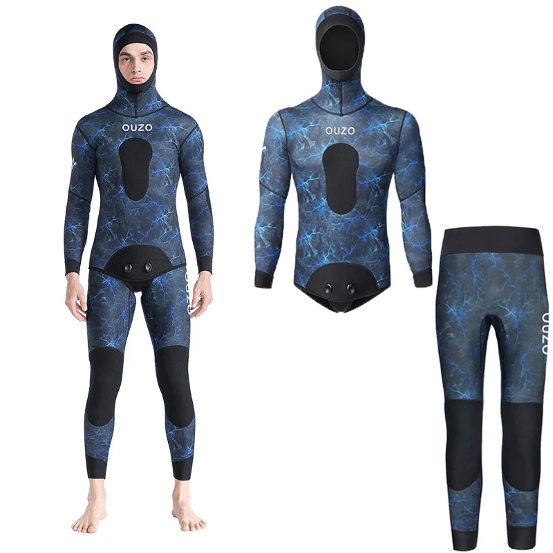 2-pieces/set Hoodie Wetsuits Neoprene 3mm/1.5mm Camouflage Fullsuit for Freediving Snorkeling Swimming Spearfishing Wetsuit